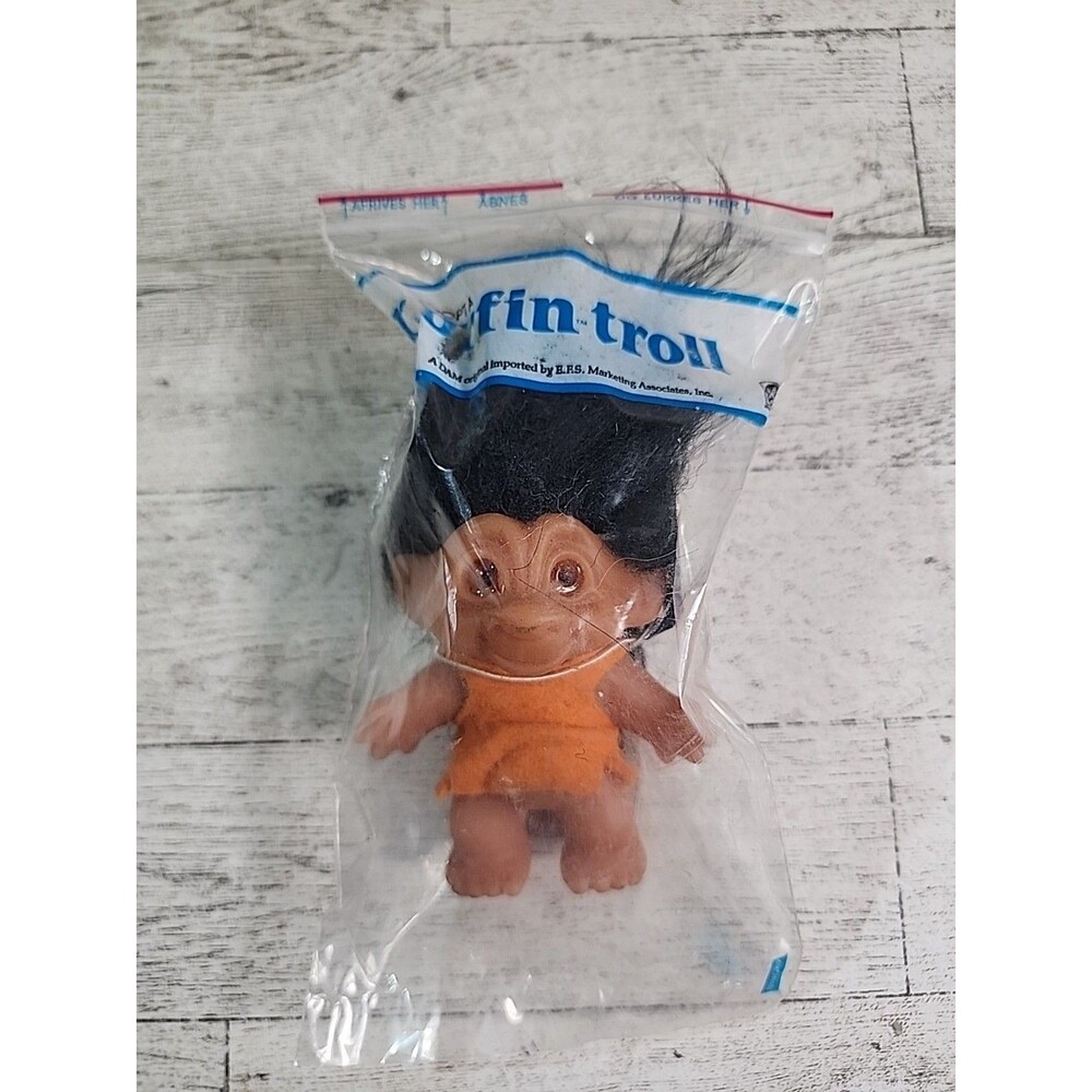 1980s Norfin Dam Troll Doll 3" The Tiny Ones Bagged Style #502 w/ TAG